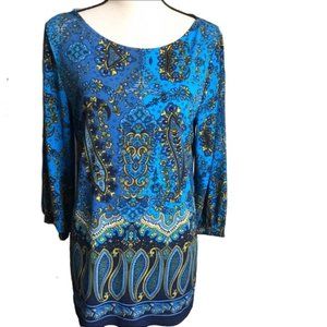 Ann Taylor Blue Gold Paisley Tunic Top
